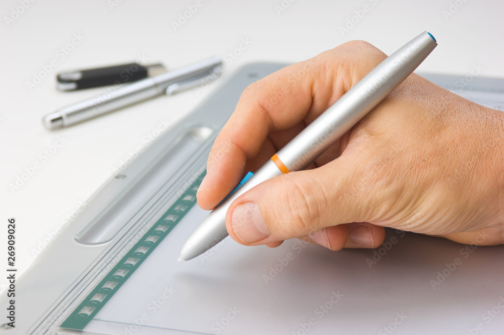 hand draws on the tablet hand draws on the tablet