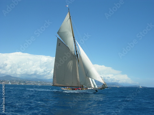 classic wood sailing yacht