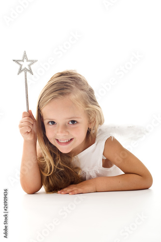 Little angel fairy with magic wand