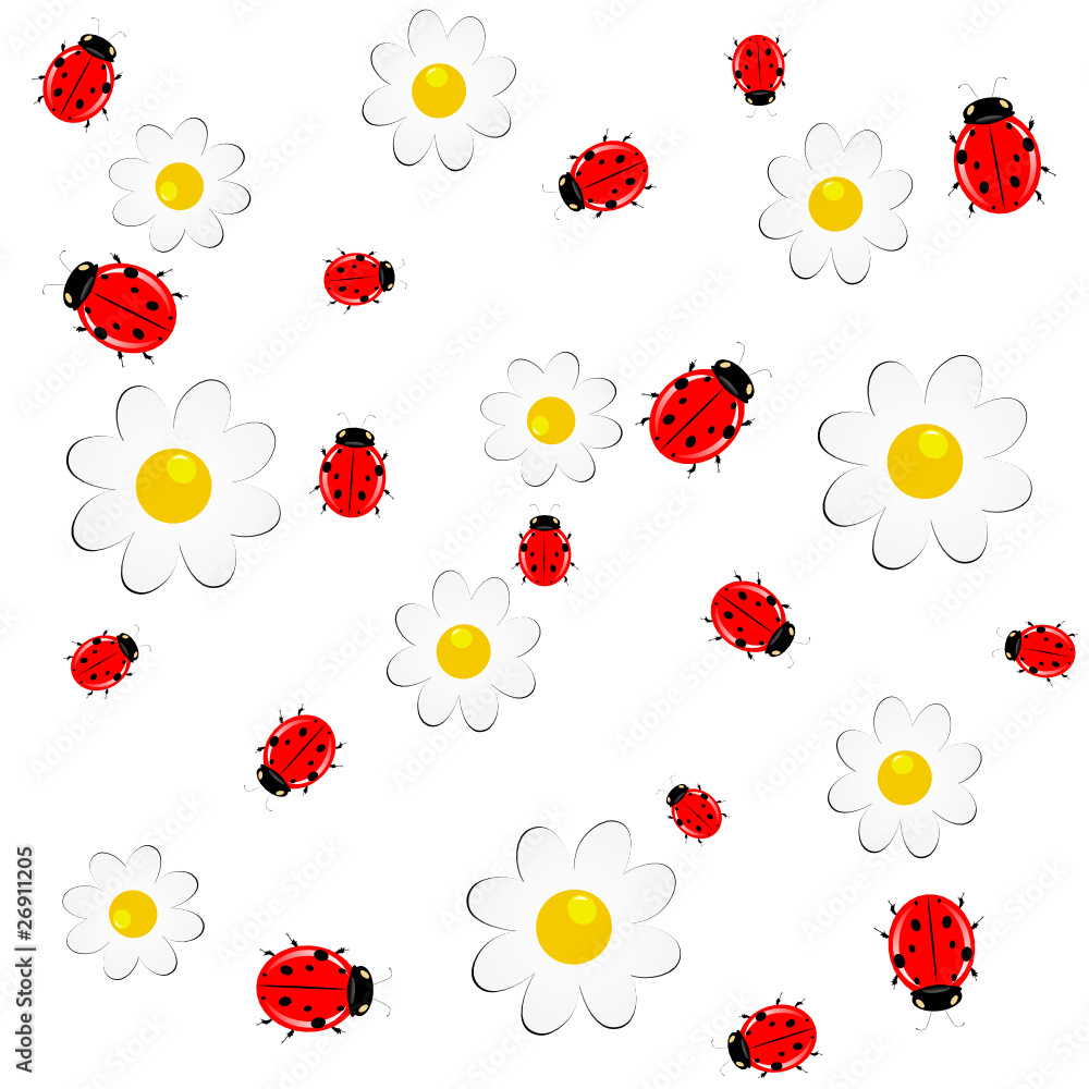 background with daisy and ladybug