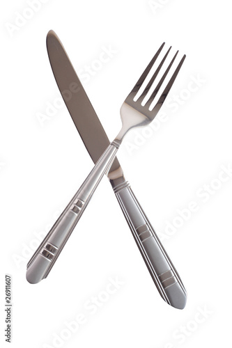 Crossing knife and fork isolated