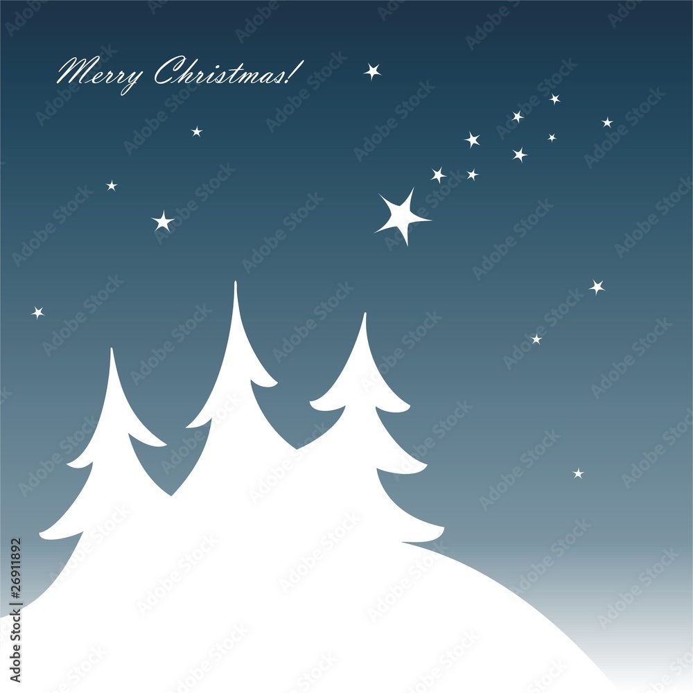 Christmas scene with trees and star Christmas scene with trees and star