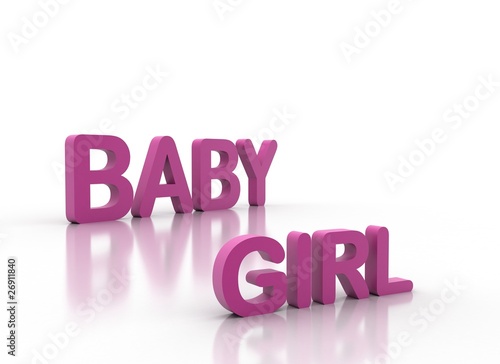 3d letters spelling Baby Girl in pink