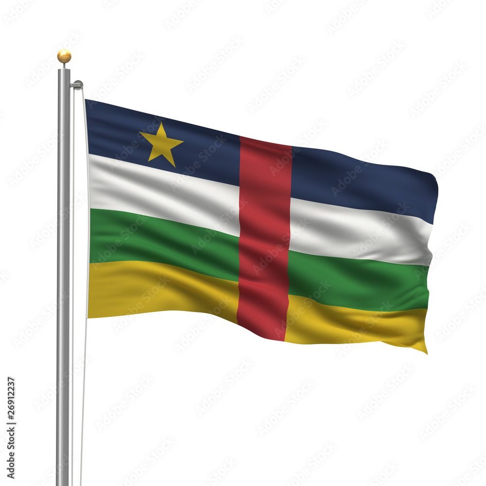 Flag of the Central African Republic waving in the wind Flag of the Central African Republic waving in the wind