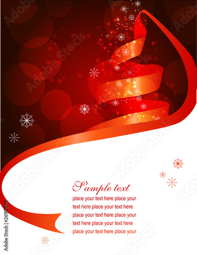 Christmas background with fir made of ribbon