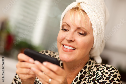 Attractive Woman Texting Wi...