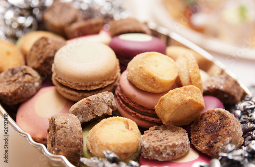 Macaroons on banquet table