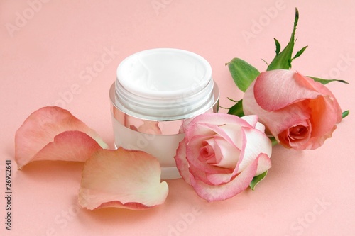 cream and symbolic pink rose