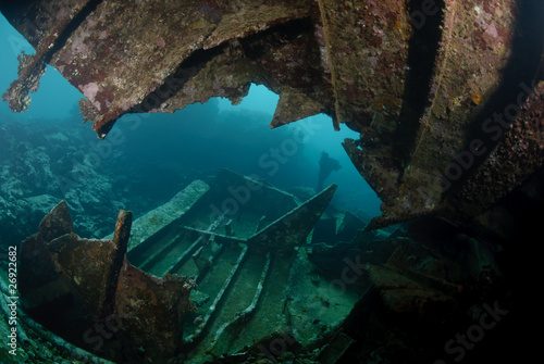 Shipwreck in shallow water