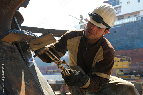 hot welding on an construction area