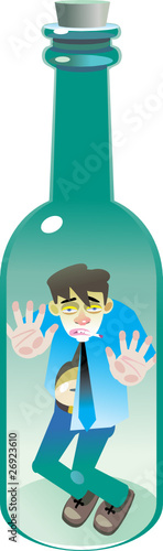 The alcoholic in a glass bottle
