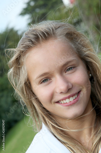 Closeup of smiling blond girl