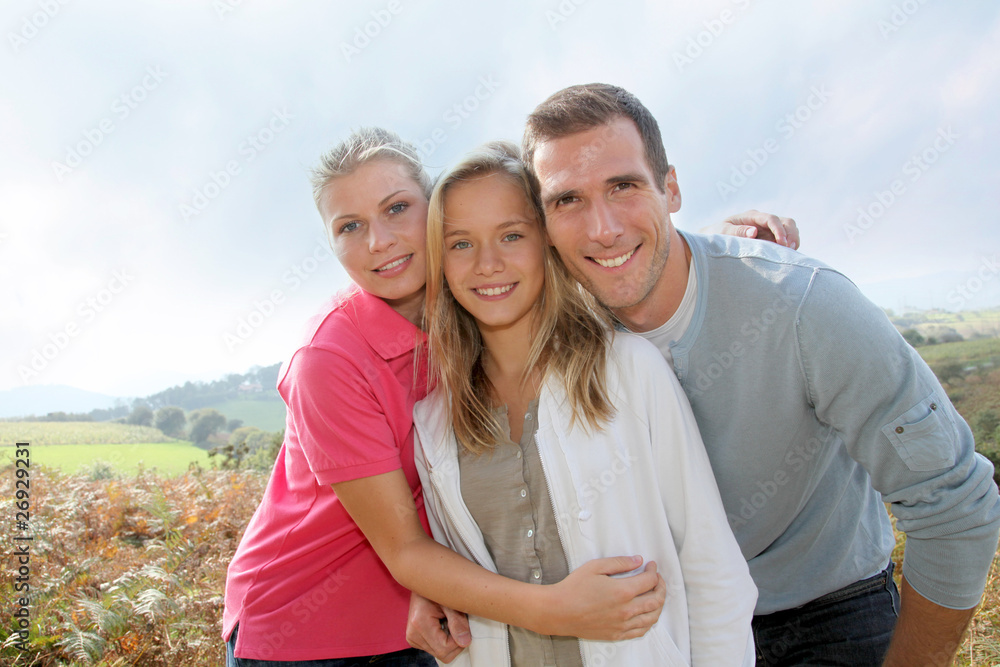 Happy family having fun in the countryside Happy family having fun in the countryside