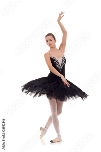 ballerina wearing black tutu