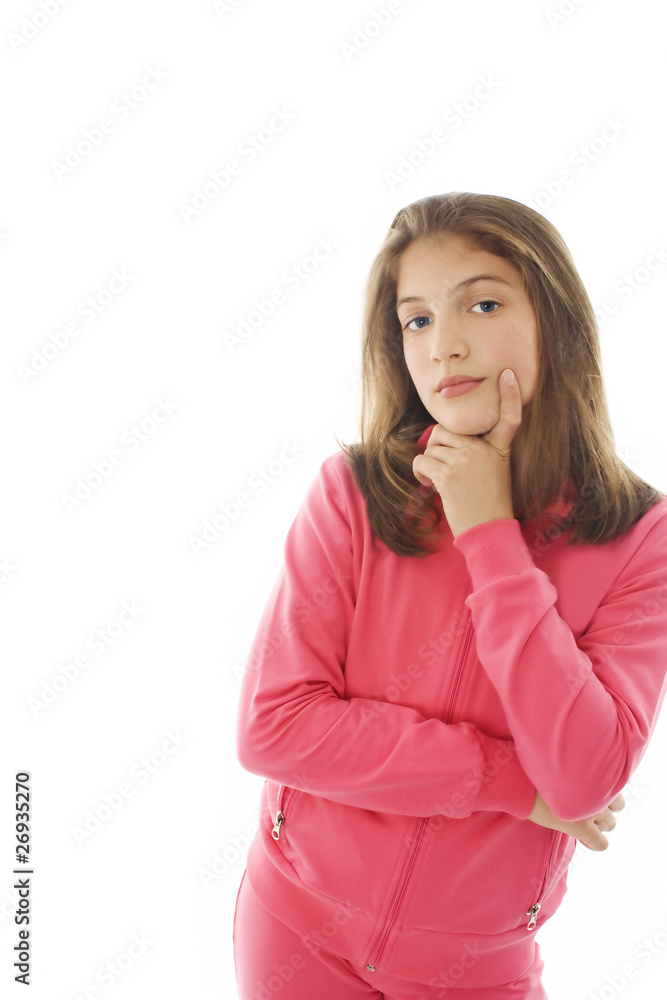 Portrait of a beautiful teenage girl isolated on white Portrait of a beautiful teenage girl isolated on white