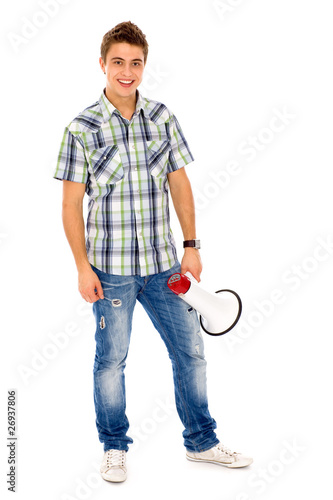 Young man with Megaphone