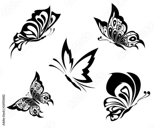 Black white butterflies of a tattoo