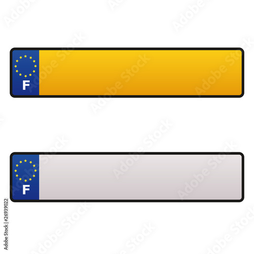 Plaques avant et arrière d'immatriculation française
