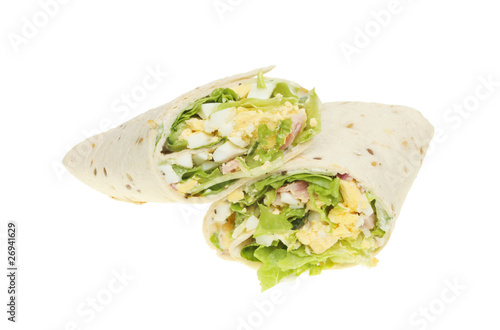 Egg bacon and salad bread wraps