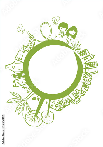 green planet with nice hand drawing elements