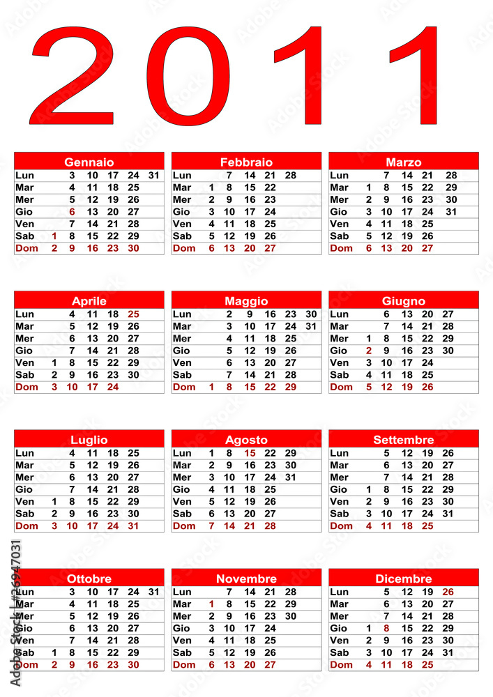 Calendario 2011 Italiano Ilustraci n De Stock Adobe Stock Calendario 2011 Italiano Ilustraci n De Stock Adobe Stock