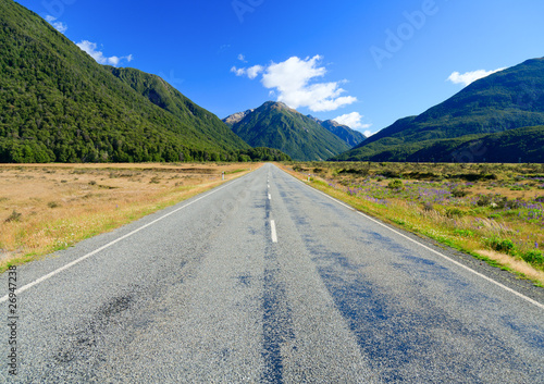 Empty mountain highway