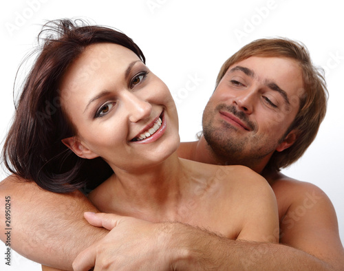 Isolated happy young couple