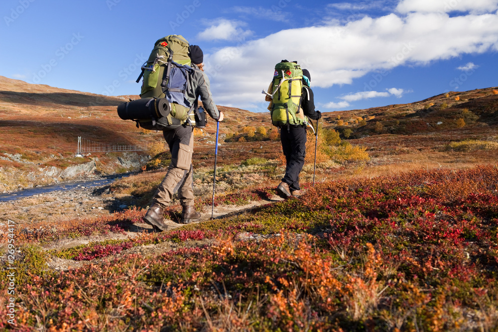 Naklejka premium Wanderer im Herbst in Lappland