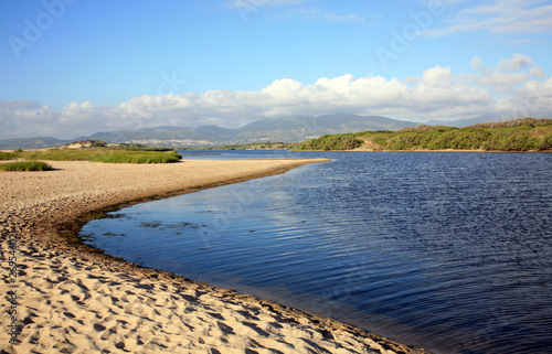 Scenic beach with footprint. Sardinia, Italy.