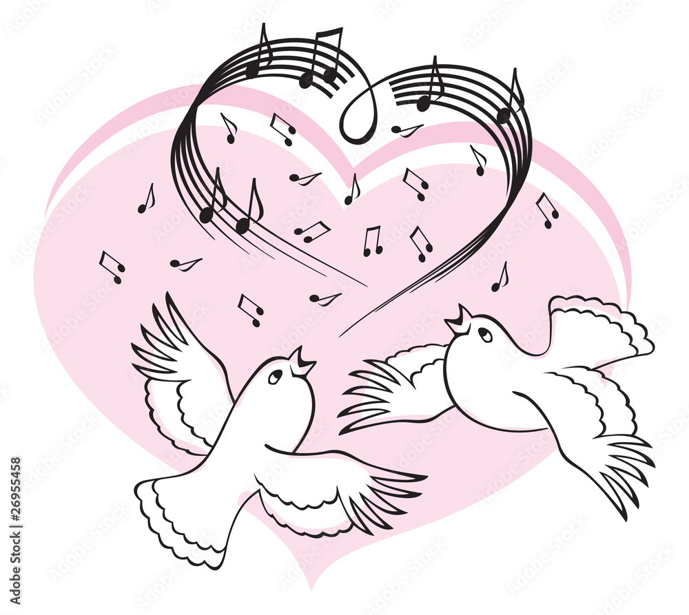 Birds sing a song of love. Birds sing a song of love.