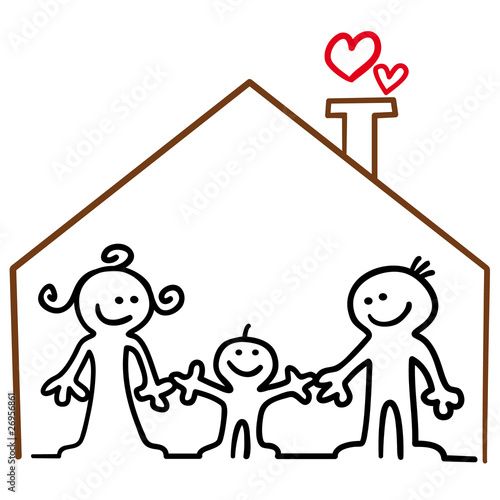familie in haus