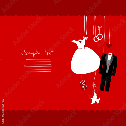 Hanging Wedding Symbols Border Red