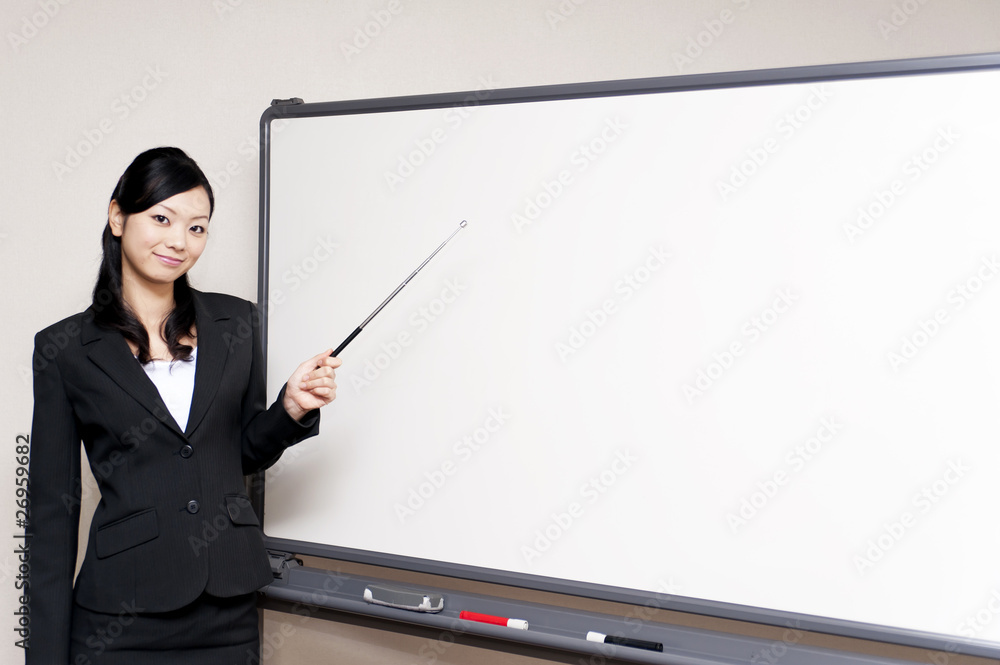 portait of japanese business woman with blank white board portait of japanese business woman with blank white board