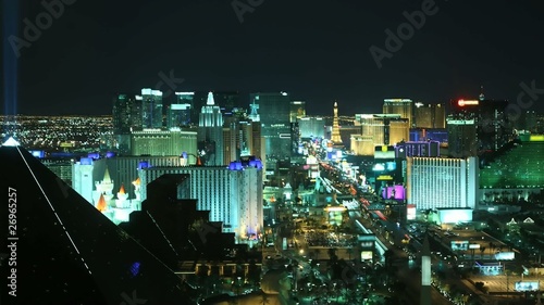 Time lapse Las Vegas at night from high above