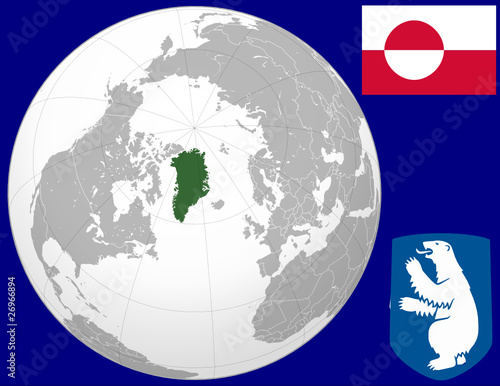 Greenlan globe map locator world flag coat