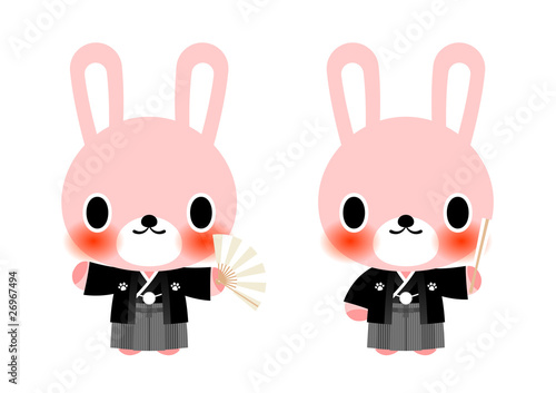 うさぎ　紋付袴