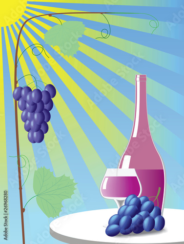 Red wine and grapes.