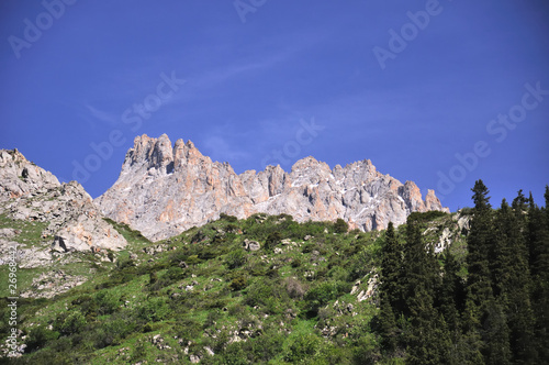 Rock and blue sky with clouds