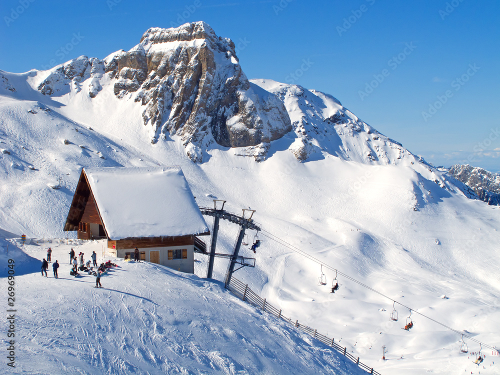 Skiing in alps