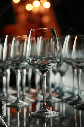 wine glasses on the bar