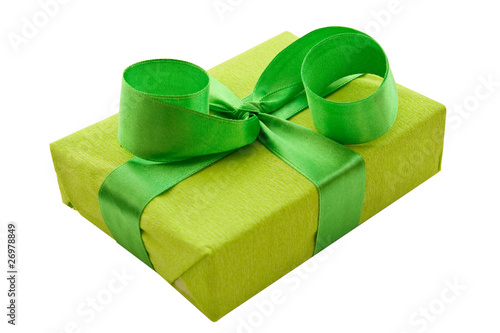 Green Gift Box with green Satin Ribbon