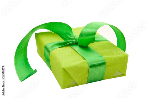 Green Gift Box with green Satin Ribbon