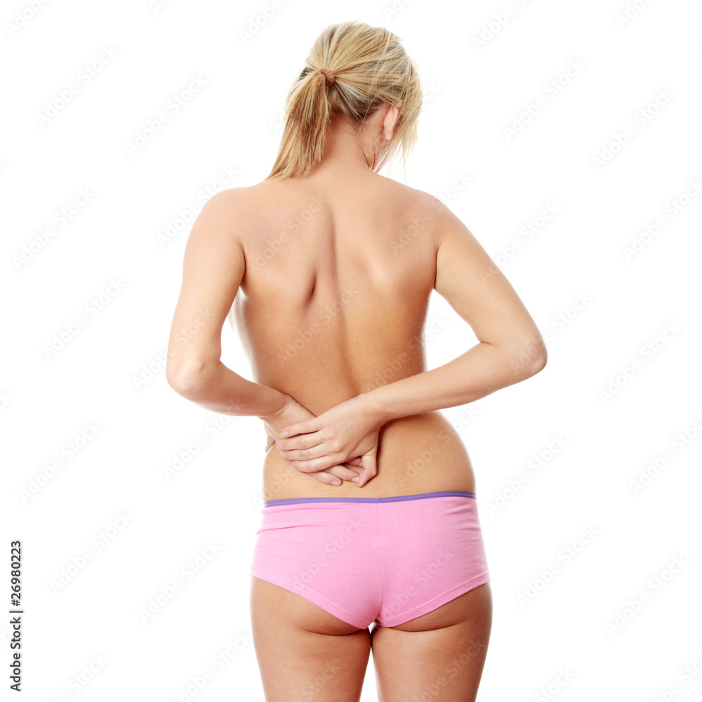 Naklejka premium Pain in her back