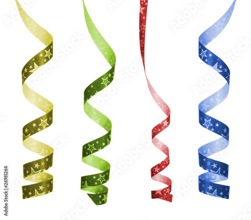 color curly ribbons isolated on white background