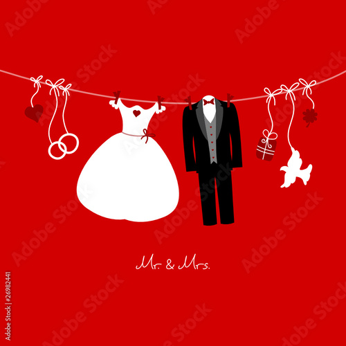 Hanging Wedding Symbols Mr. & Mrs. Red