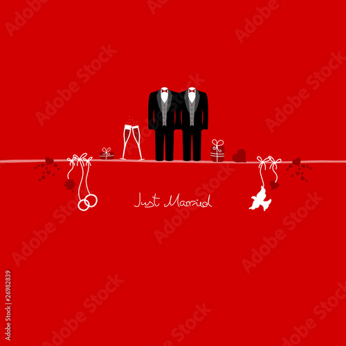 Wedding Grooms Just Married Red