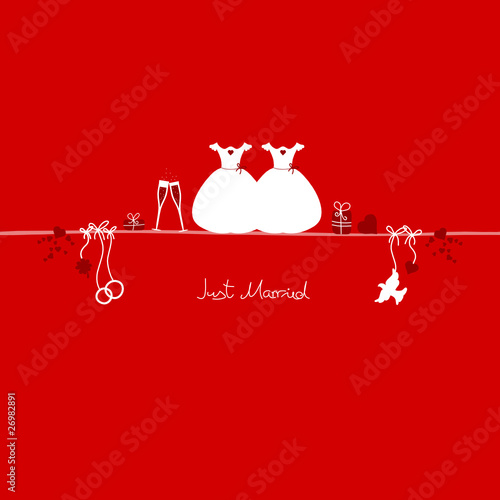 Wedding Brides Mrs. & Mrs. Just Married Red