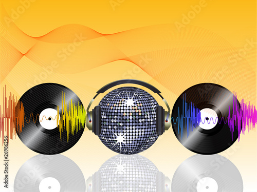 Disco ball and vinyl records
