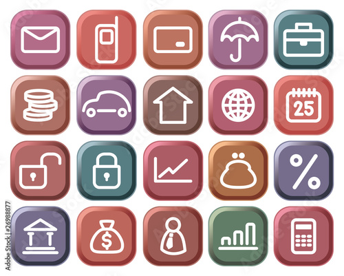 Buttons with financial and bank symbols