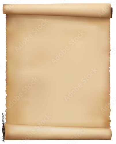 Old worn paper scroll. Vector.
